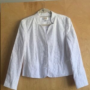 Talbots White Eyelet Button-Front Blazer